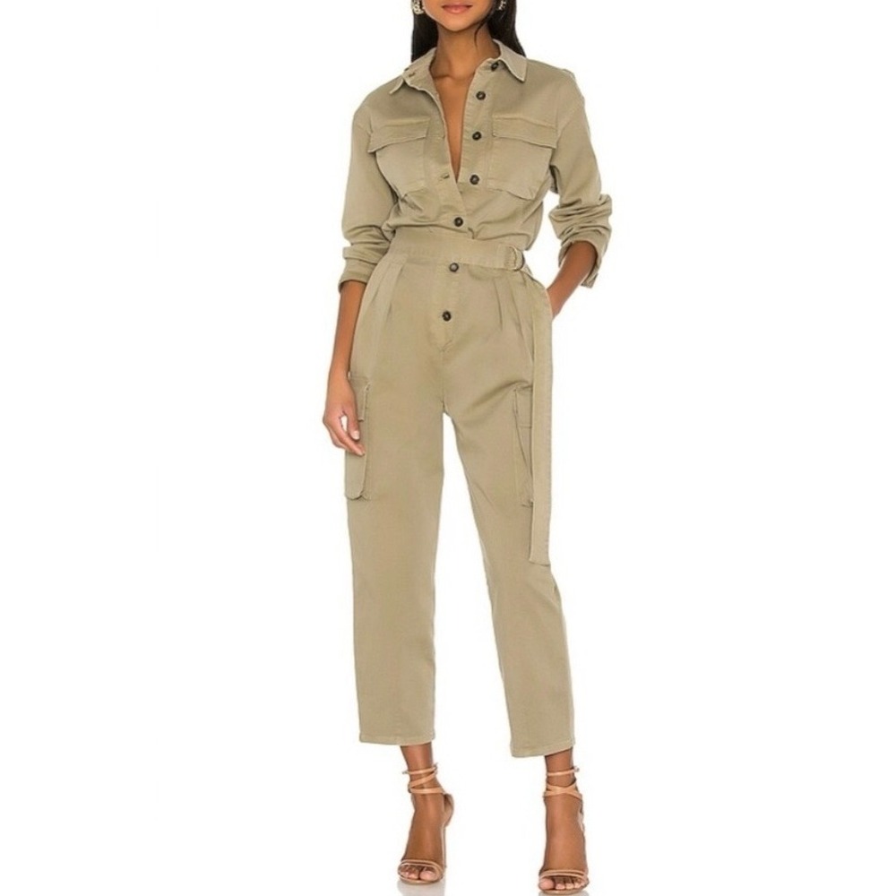 FRAME Service Jumpsuit Washed Olive Green Cargo Utility Boiler Suit XS